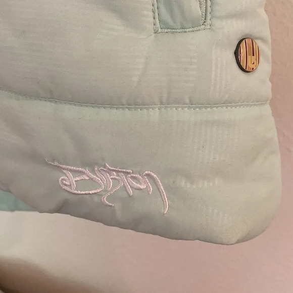 Burton womens Large light aqua blue w/ faux fur hood button + zip 2 pocket EUC - Picture 2 of 6